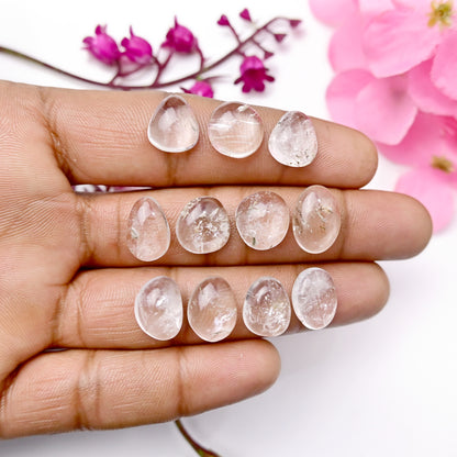 49.70cts Herkimer Diamond Quartz Freeform Shape Cabochon 10x14mm - 9x13mmAA Grade Gemstone Parcel - Total 11 Pcs