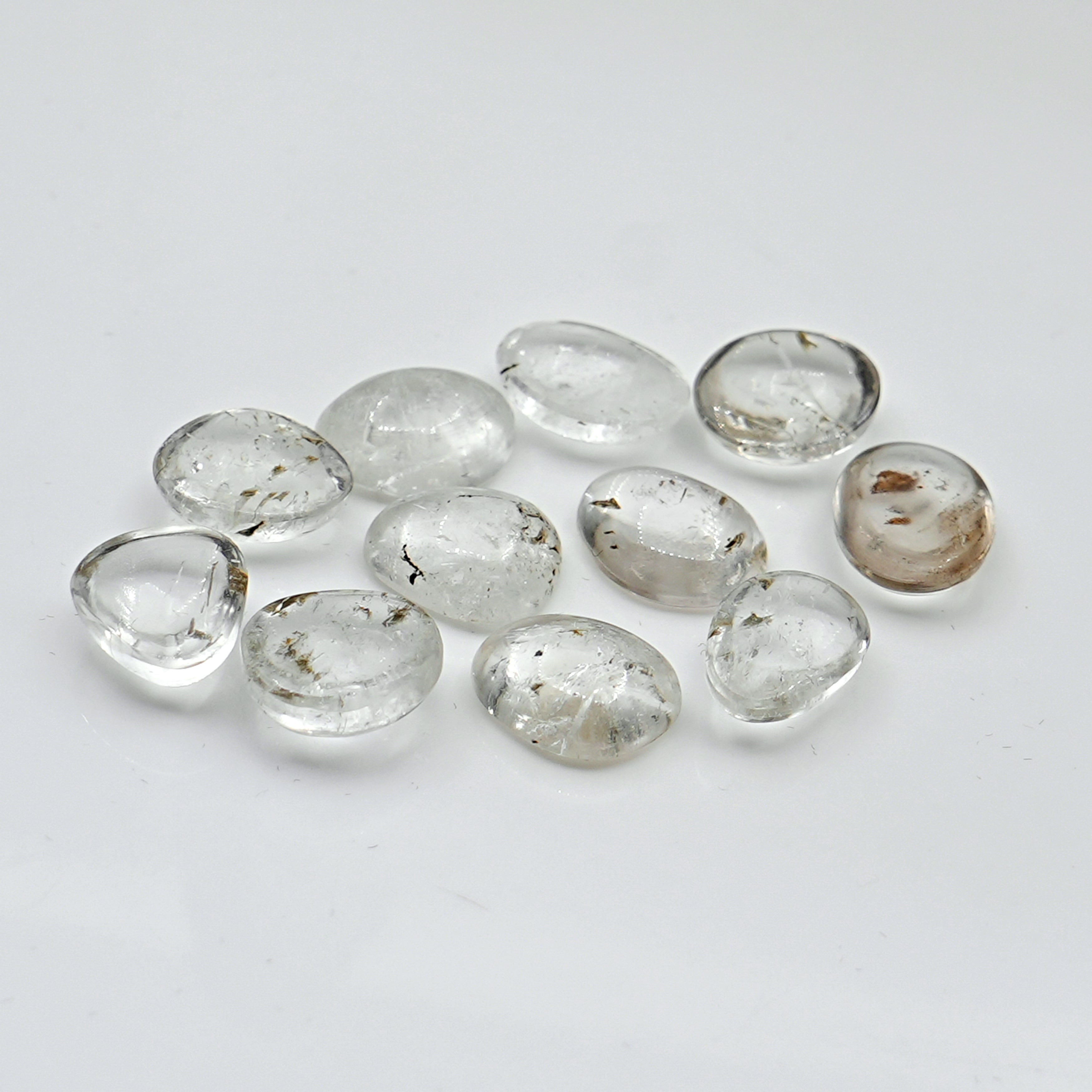 Raw Herkimer Diamond Freeform Cabochons | Natural Clarity & Crystal Fire - 11 Pieces