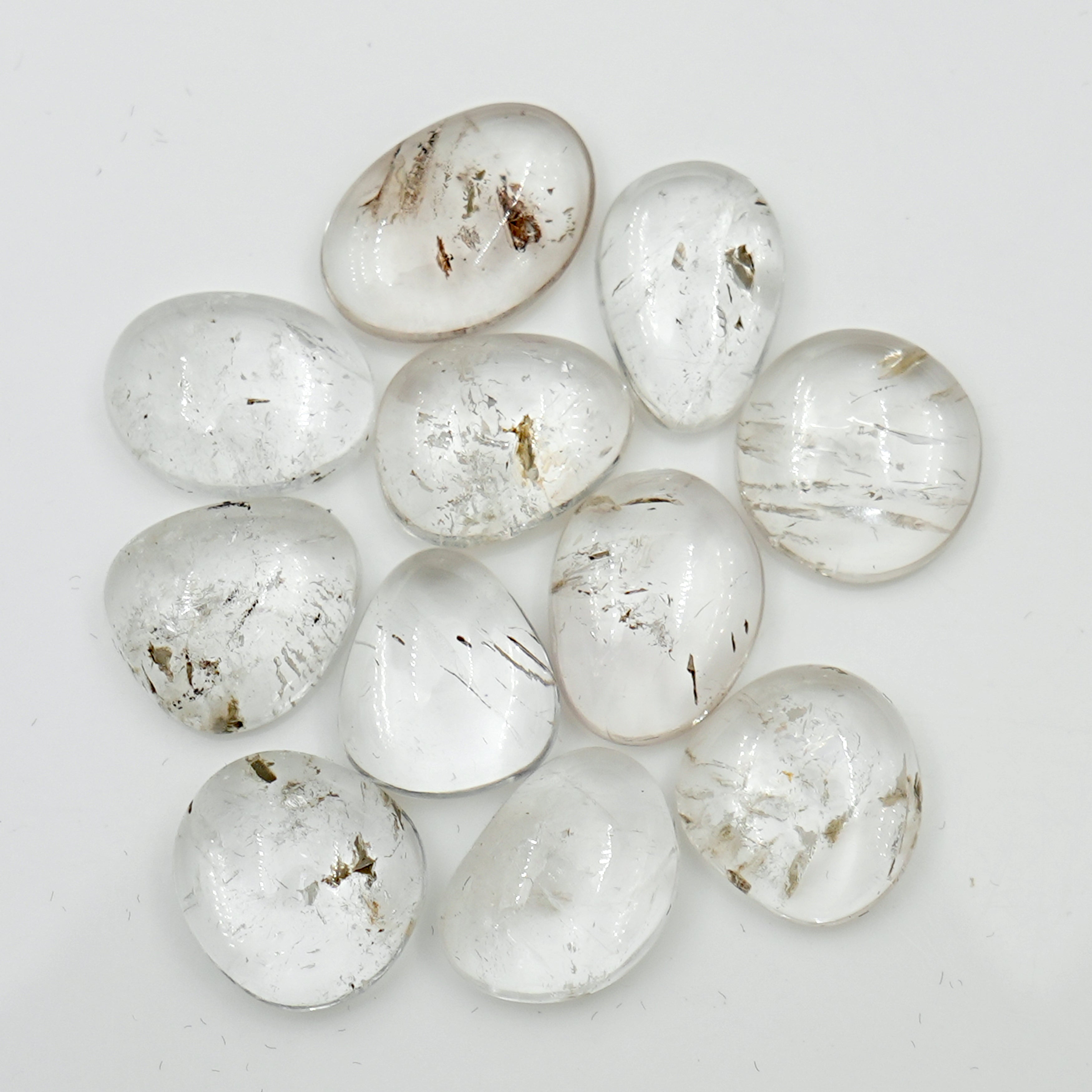 Raw Herkimer Diamond Freeform Cabochons | Natural Clarity & Crystal Fire - 11 Pieces
