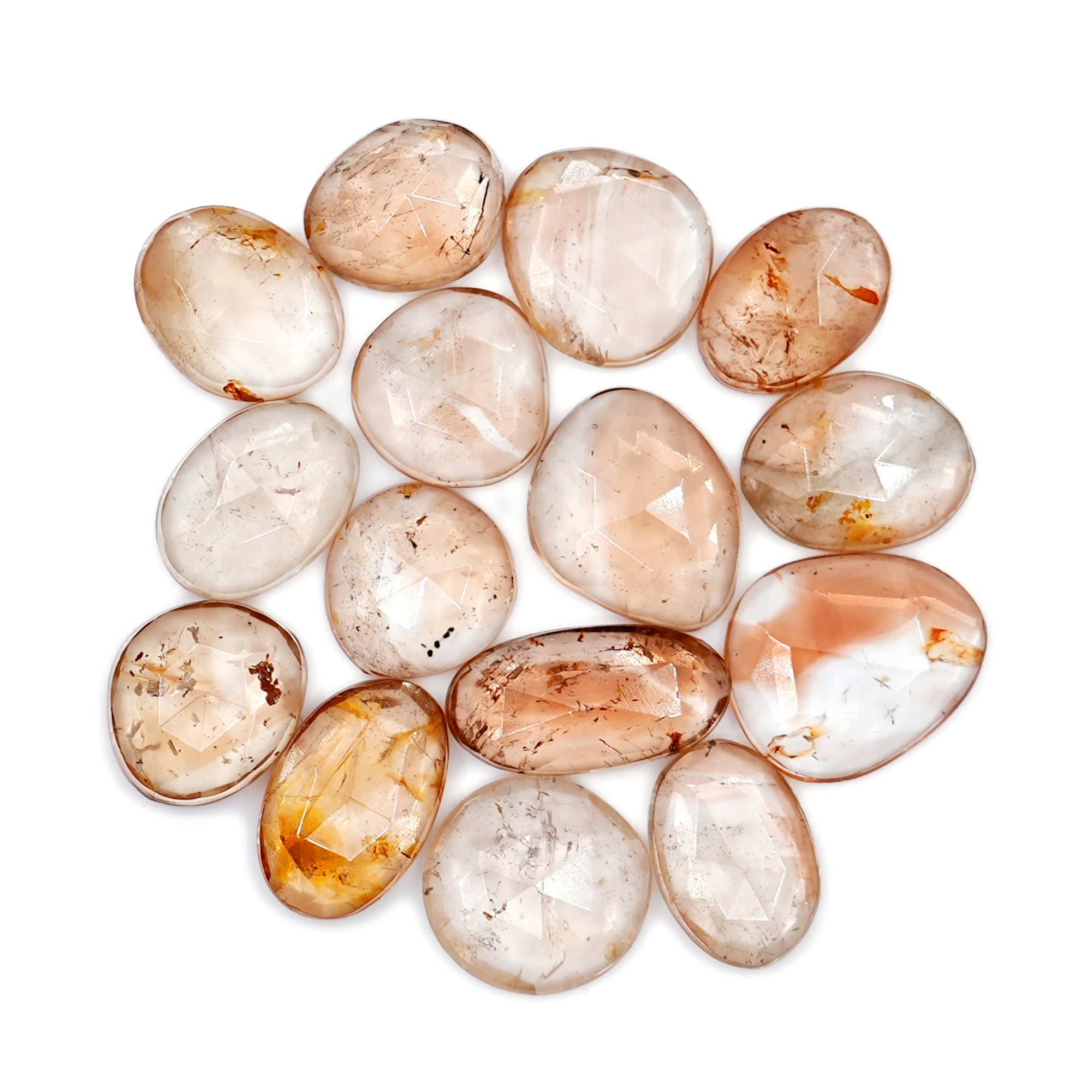 Imperial Topaz Rose Cut Gemstones | Freeform Faceted Cabs for Jewelry Making - 15 Pieces