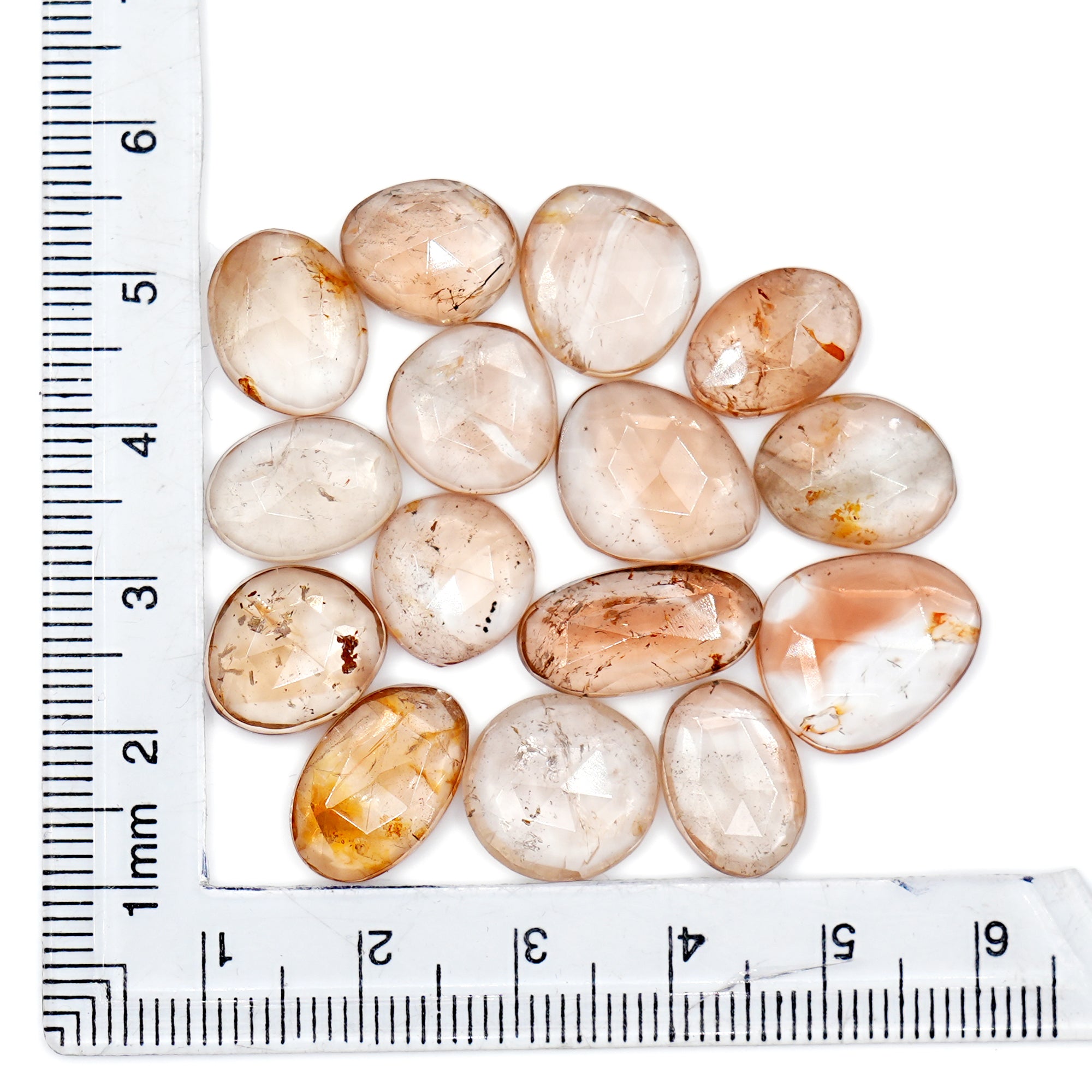 Imperial Topaz Rose Cut Gemstones | Freeform Faceted Cabs for Jewelry Making - 15 Pieces