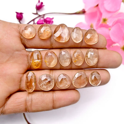 77.50cts Imperial Topaz Rose Cut 8x16mm - 9x14mm Free Form Shape AA Grade Gemstone Parcel -Total 15 Pcs