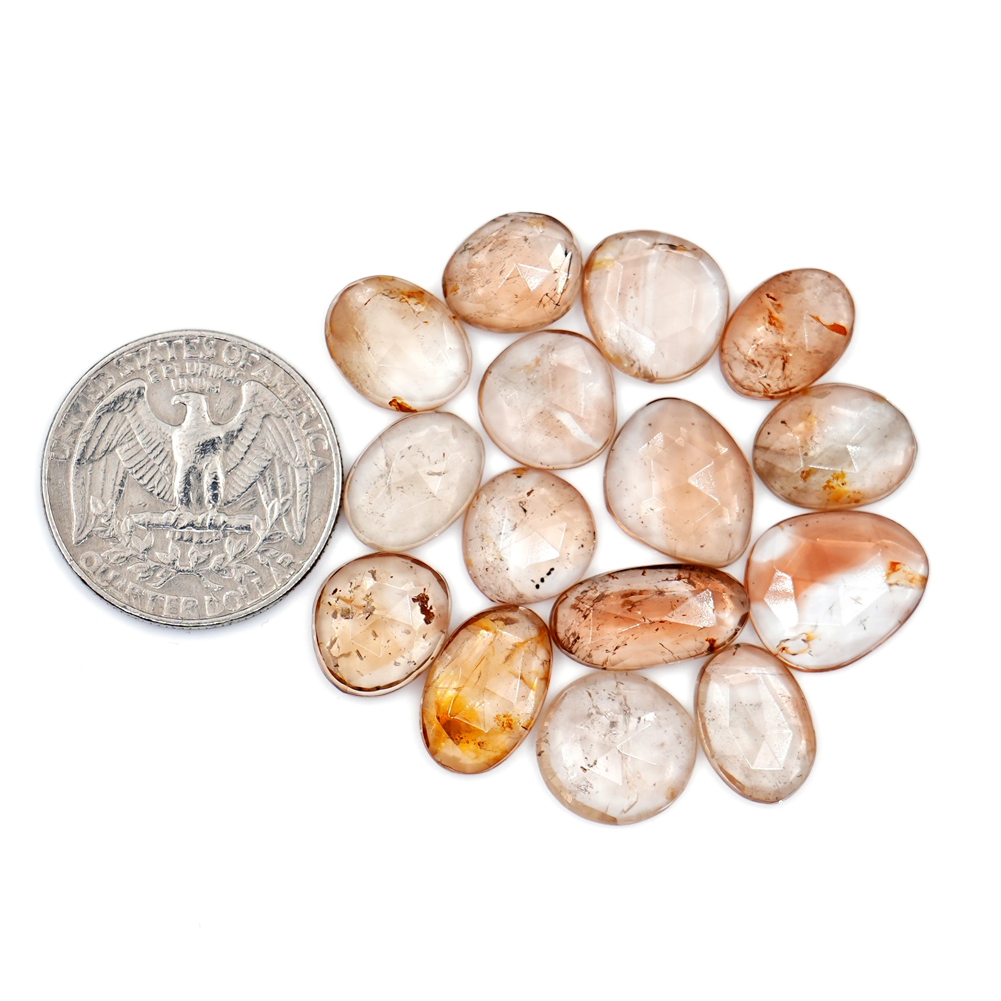 Imperial Topaz Rose Cut Gemstones | Freeform Faceted Cabs for Jewelry Making - 15 Pieces