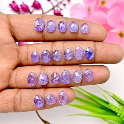 25.10cts Tanzanite Rosecut 6x10mm - 7x9mm Freeform Shape AA Grade Gemstone Parcel -Total 20 Pcs