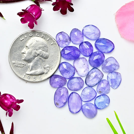 25.40cts Tanzanite Rosecut 6x10mm - 7x9mm Freeform Shape AA Grade Gemstone Parcel -Total 20 Pcs