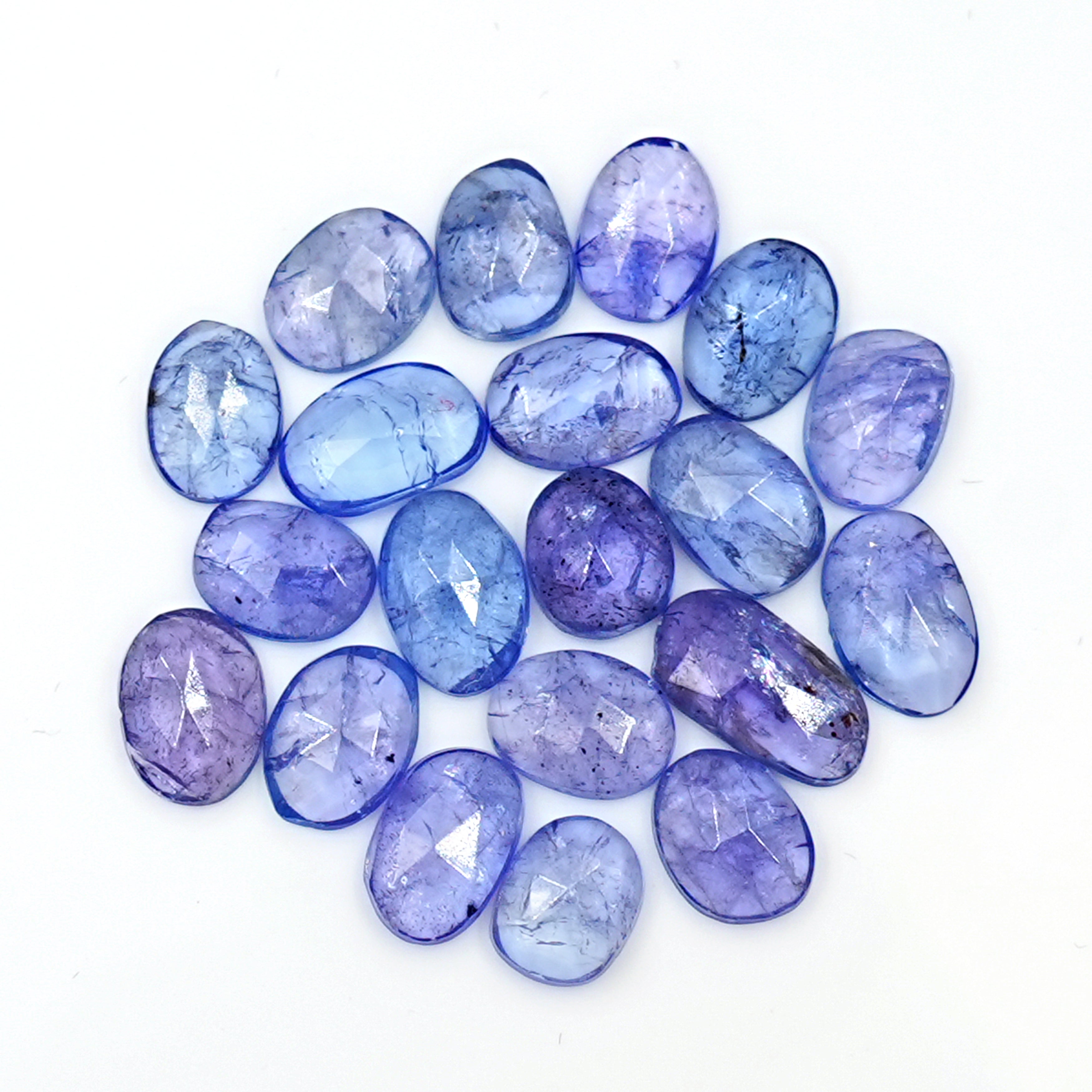 Tanzanite Rose Cut Cabochons – Freeform Flat Back Gemstones | 20 Pieces