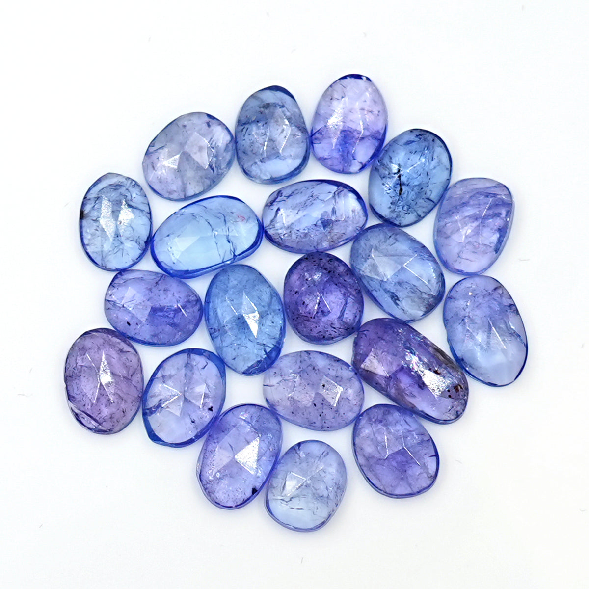 Tanzanite Rose Cut Cabochons – Freeform Flat Back Gemstones | 20 Pieces