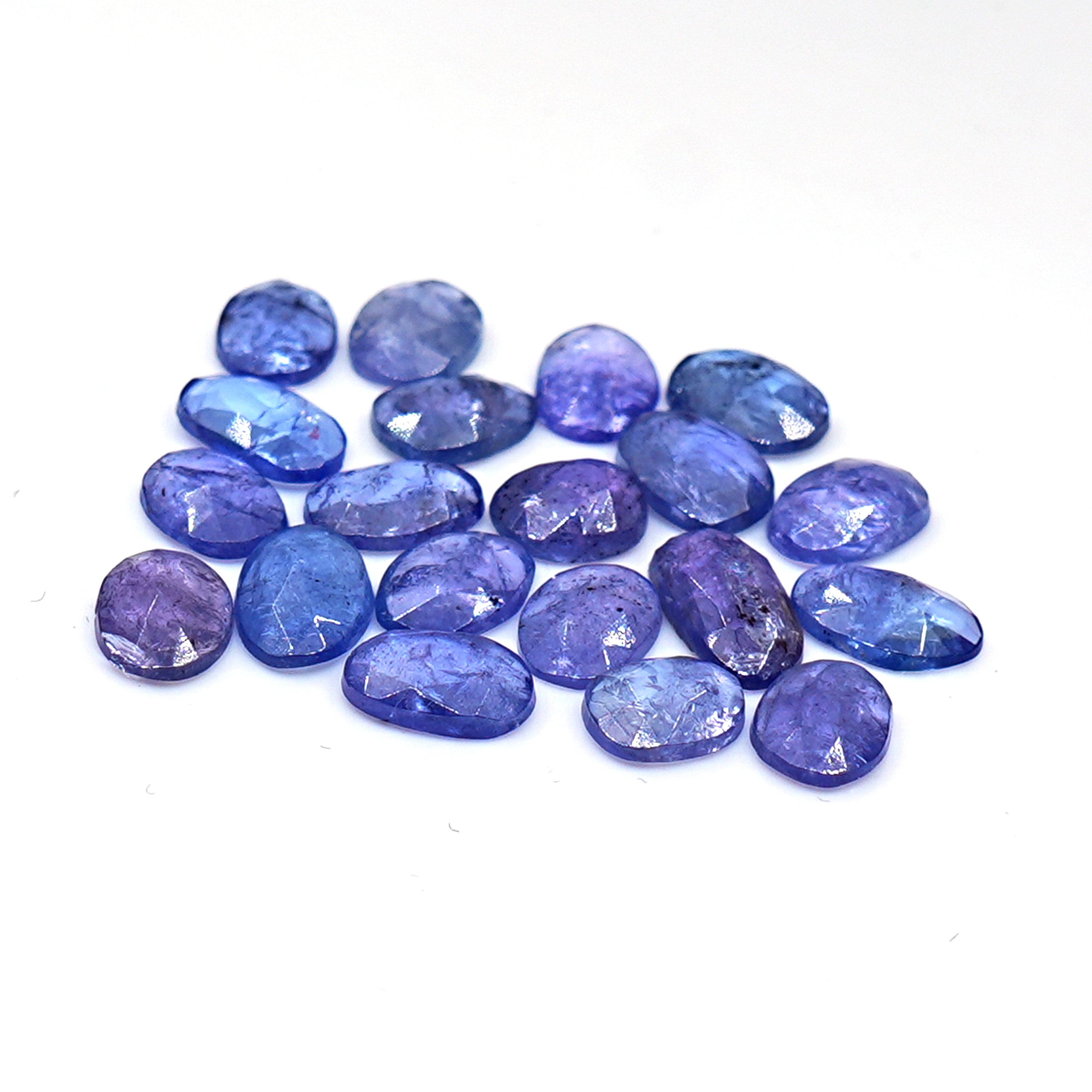 Tanzanite Rose Cut Cabochons – Freeform Flat Back Gemstones | 20 Pieces