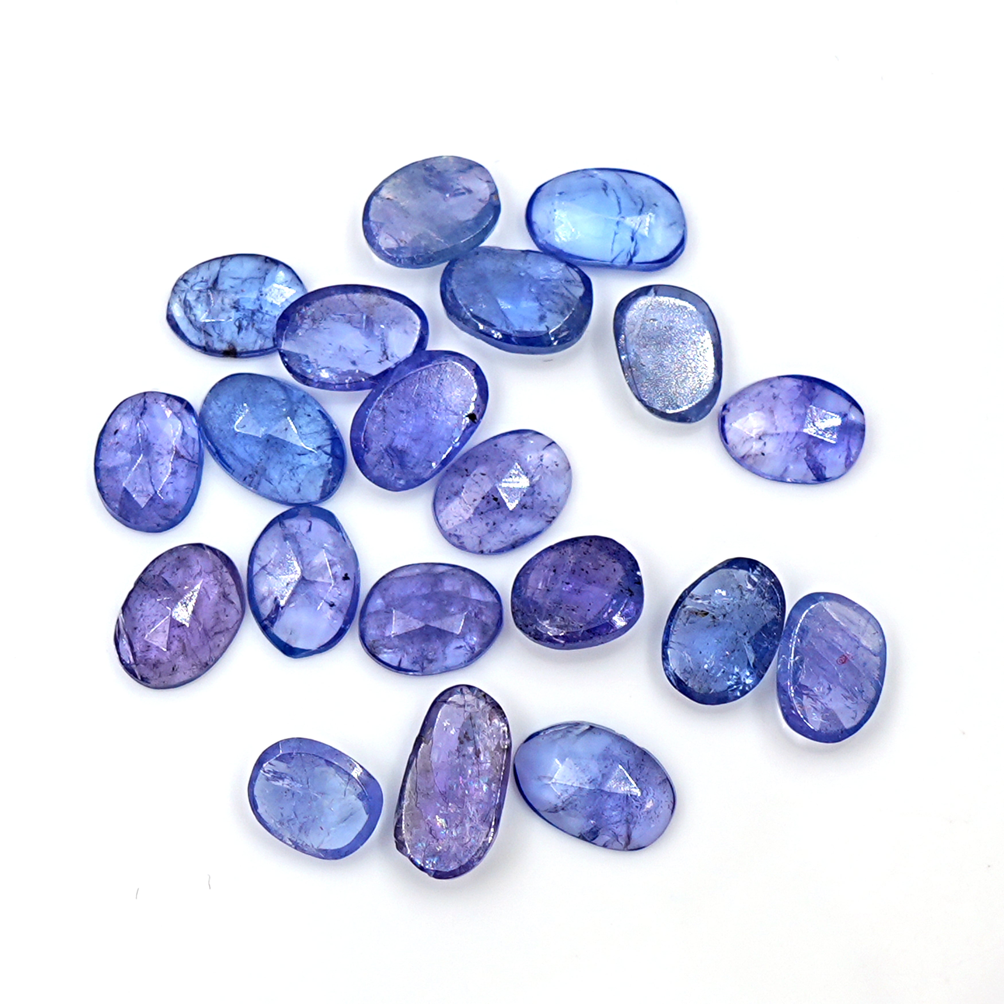 Tanzanite Rose Cut Cabochons – Freeform Flat Back Gemstones | 20 Pieces