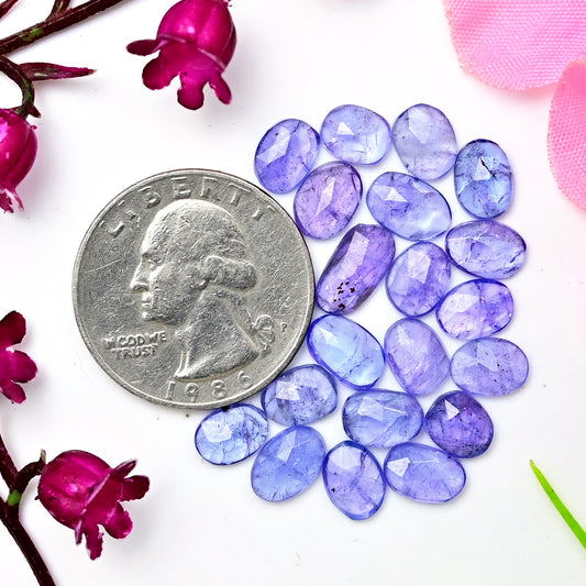 20.90cts Tanzanite Rosecut 5x10mm - 6x9mm Freeform Shape AA Grade Gemstone Parcel -Total 20 Pcs