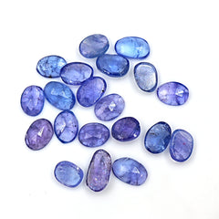 Tanzanite Rose Cut Cabochons – Freeform Flat Back Gemstones | 20 Pieces