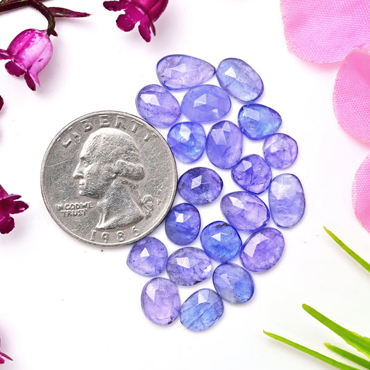 26.80cts Tanzanite Rosecut 6x10mm - 7x9mm Freeform Shape AA Grade Gemstone Parcel -Total 20 Pcs