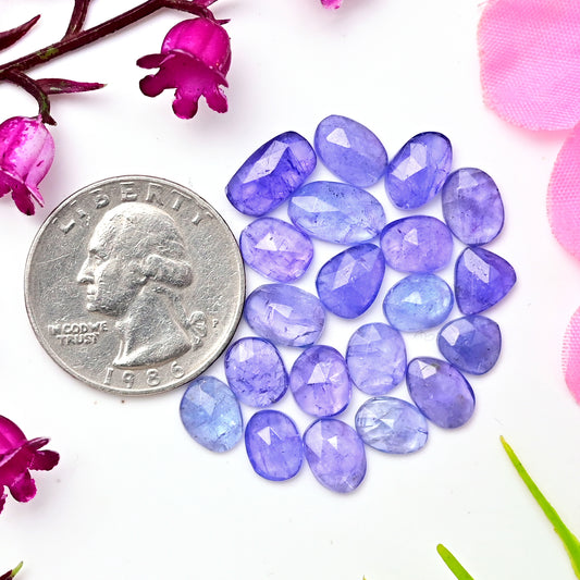 28.50cts Tanzanite Rosecut 6x8mm - 7x11mm Freeform Shape AA Grade Gemstone Parcel -Total 20 Pcs