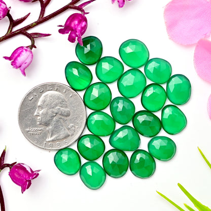 Lote de 20 piedras preciosas de ónix verde de talla rosa de 59,70 cts, 8 x 15 mm, 9 x 13 mm, grado AA