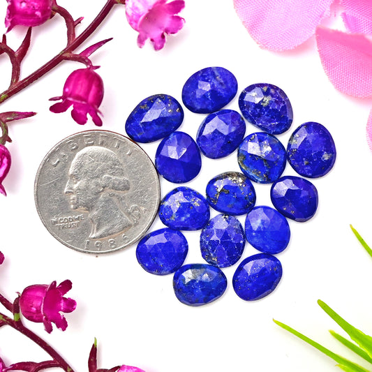 33.40cts Lapis Lazuli 8x10mm - 9x11mm Rosecut Freeform Shape For Jewelry AA Grade Gemstone Parcel - Total 15 pcs in one