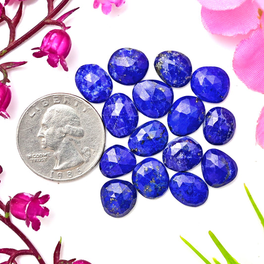 41.80cts Lapis Lazuli 9x11mm - 10x12mm Rosecut Freeform Shape For Jewelry AA Grade Gemstone Parcel - Total 15 pcs in one