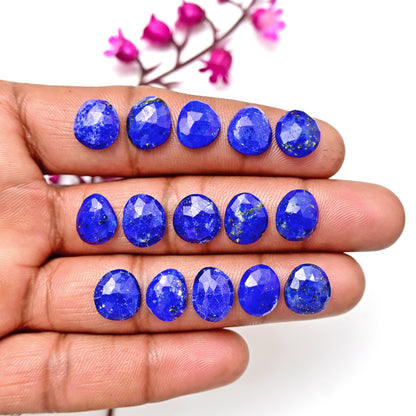 39.30cts Lapis Lazuli 9x11mm - 10x10mm Rosecut Freeform Shape For Jewelry AA Grade Gemstone Parcel - Total 15 pcs in one