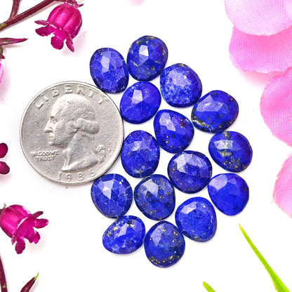 39.30cts Lapis Lazuli 9x11mm - 10x10mm Rosecut Freeform Shape For Jewelry AA Grade Gemstone Parcel - Total 15 pcs in one