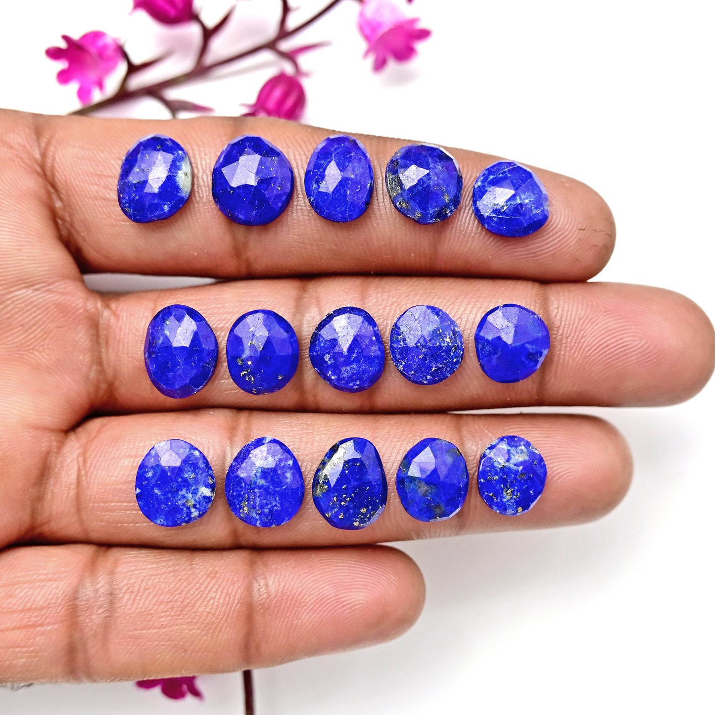 33.70cts Lapis Lazuli 9x11mm - 8x10mm Rosecut Freeform Shape For Jewelry AA Grade Gemstone Parcel - Total 15 pcs in one