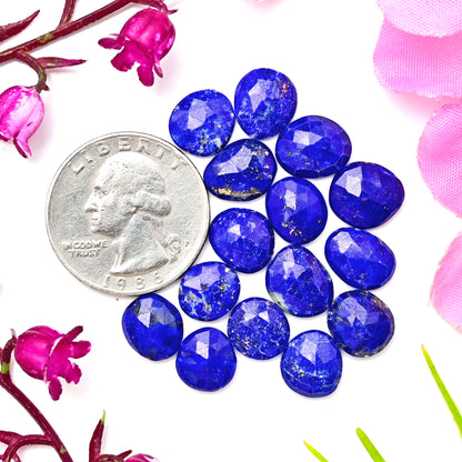 33.70cts Lapis Lazuli 9x11mm - 8x10mm Rosecut Freeform Shape For Jewelry AA Grade Gemstone Parcel - Total 15 pcs in one