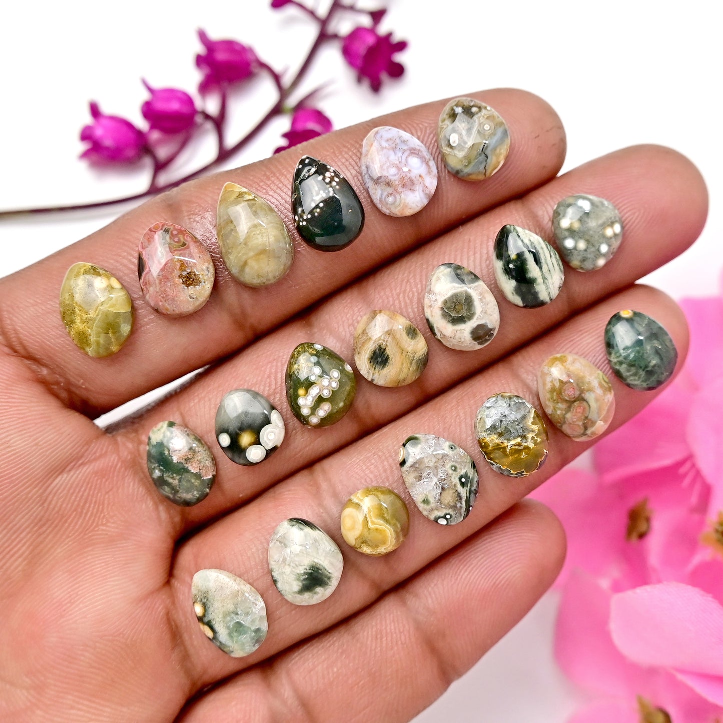 40.60 carats Ocean Jasper Freeform Shape  8x12mm - 8x10mm AA Grade Gemstone Parcel - Total 20 Pcs