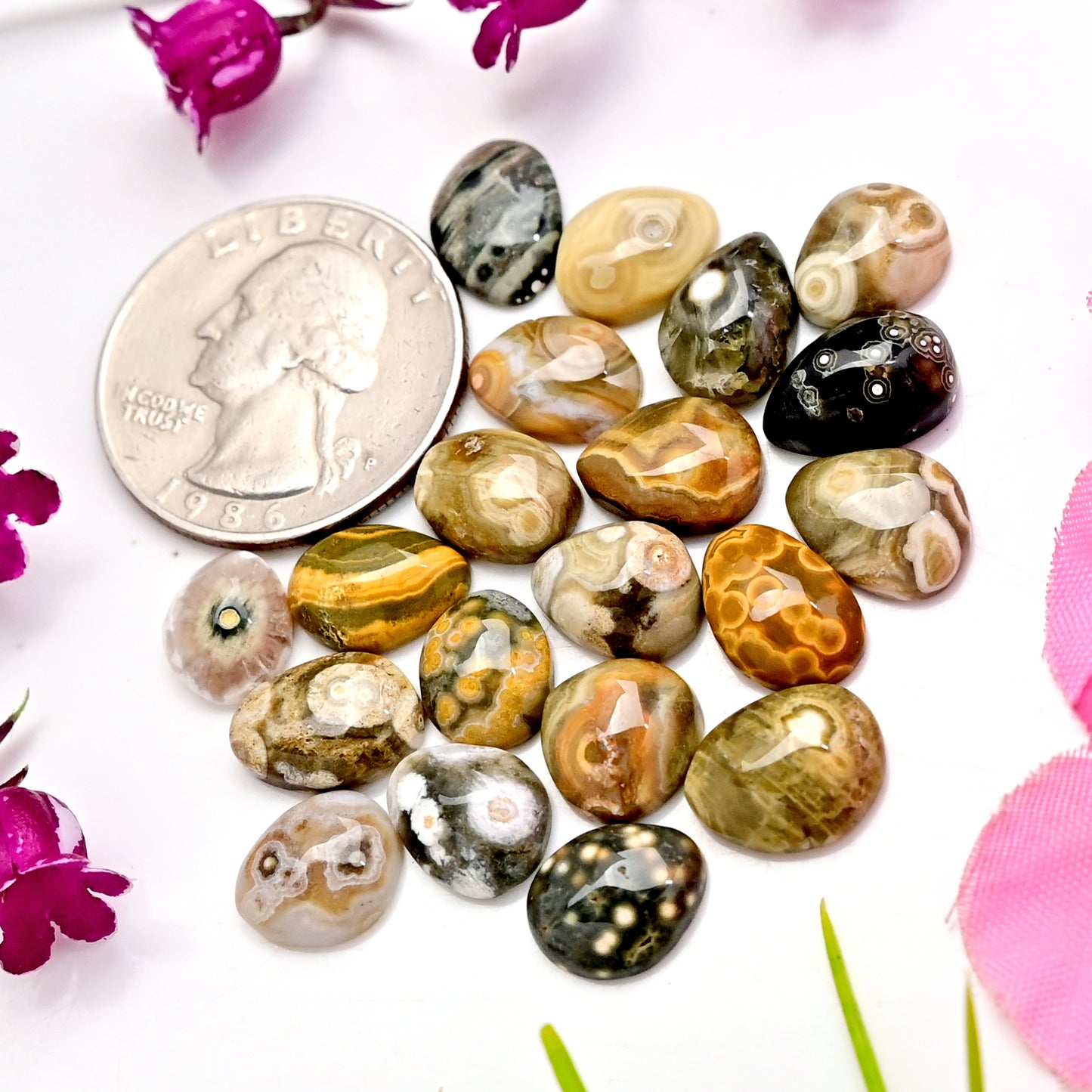 47.60 carats Ocean Jasper Freeform Shape  8x12mm - 8x10mm AA Grade Gemstone Parcel - Total 20 Pcs