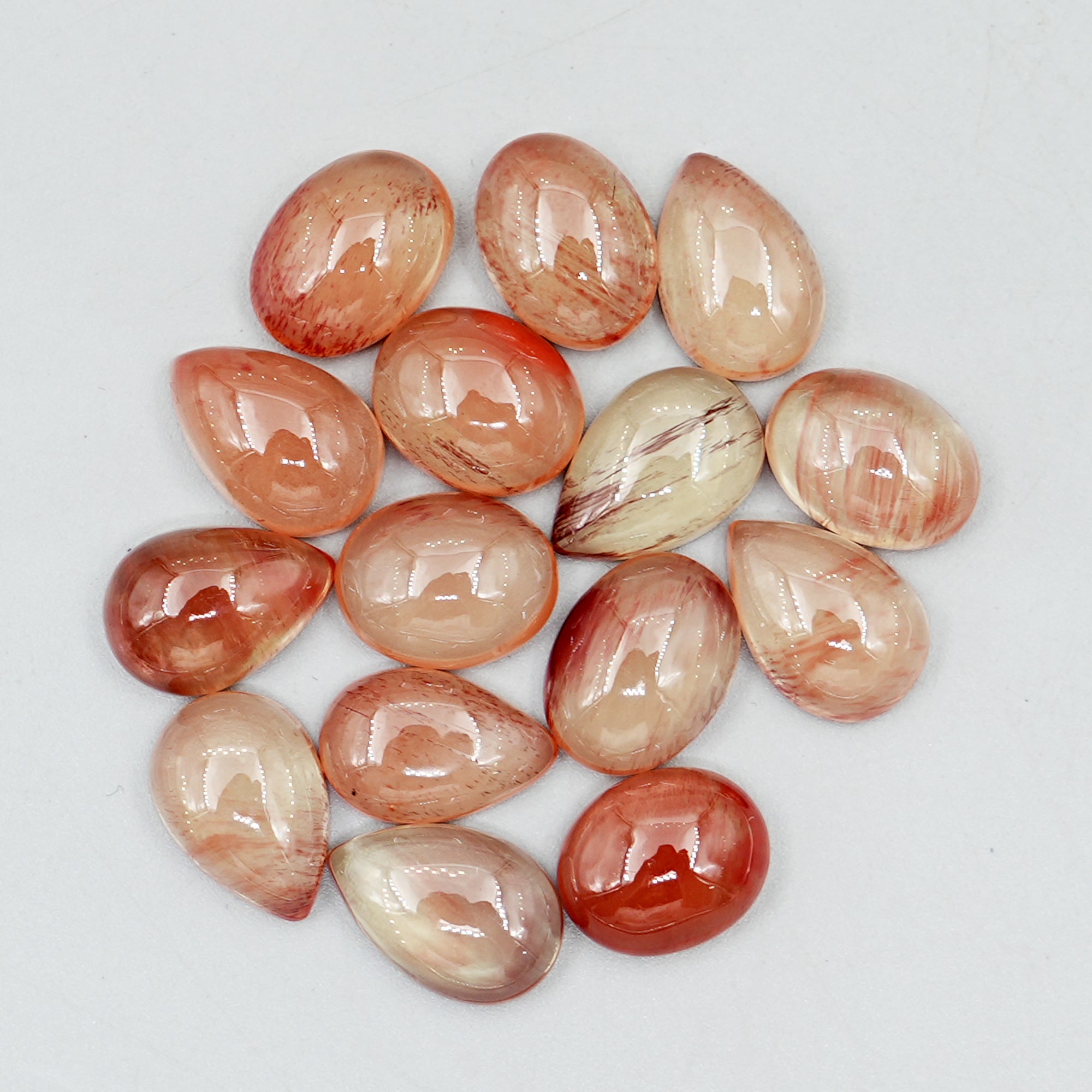 Andesine Labradorite Cabochons | Mixed Shape Smooth Cabs For Jewelry Making - 15 Pieces