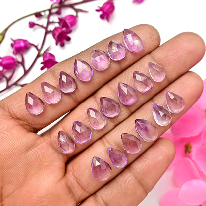 74,45 ct rosa Amethyst im Rosenschliff, Freiform, 10 x 14 mm, 9 x 13 mm, Edelstein der Güteklasse AA, insgesamt 25 Stück