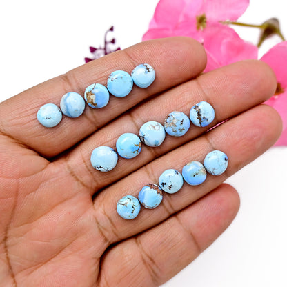 24.90cts Golden Hills Turquoise Cabochons 7mm - 9mm For Jewelry Making Round Shape AA Grade Gemstone Parcel -15 Piece