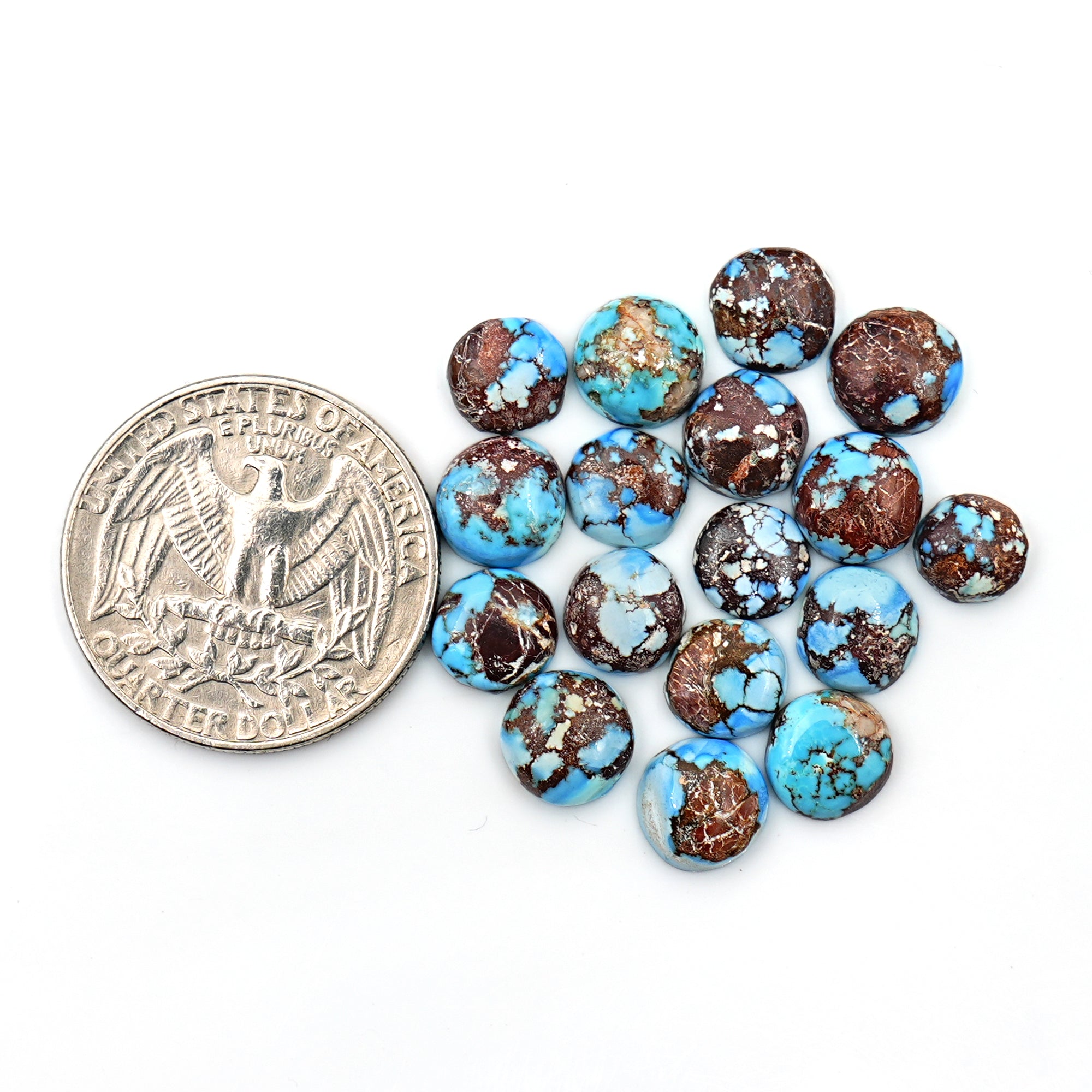 Golden Hill Turquoise Cabochons | Round Natural Gems in Soft Lavender-Blue - 17 Pieces