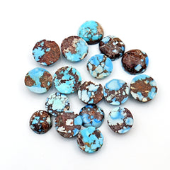 Golden Hill Turquoise Cabochons | Round Natural Gems in Soft Lavender-Blue - 17 Pieces