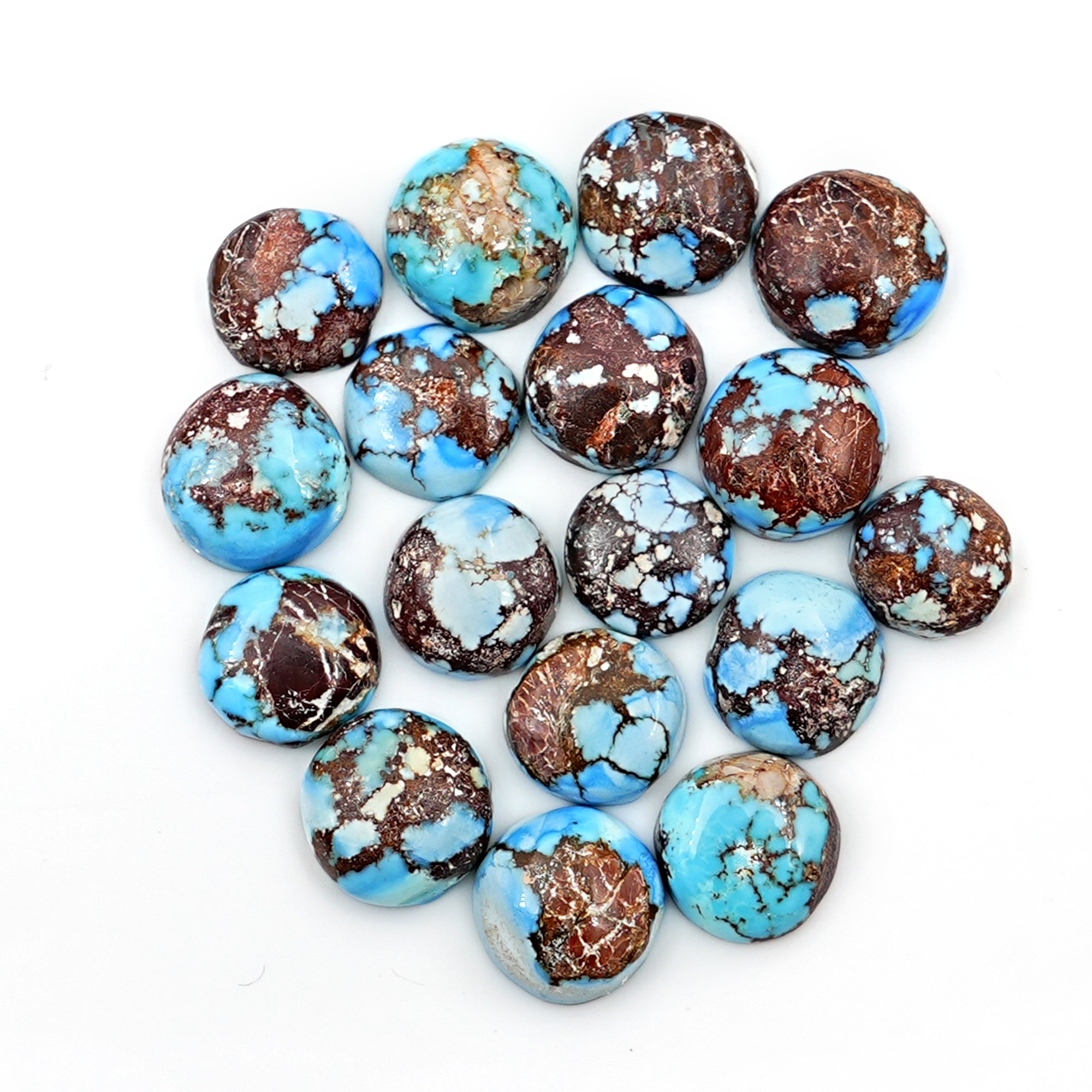 Golden Hill Turquoise Cabochons | Round Natural Gems in Soft Lavender-Blue - 17 Pieces