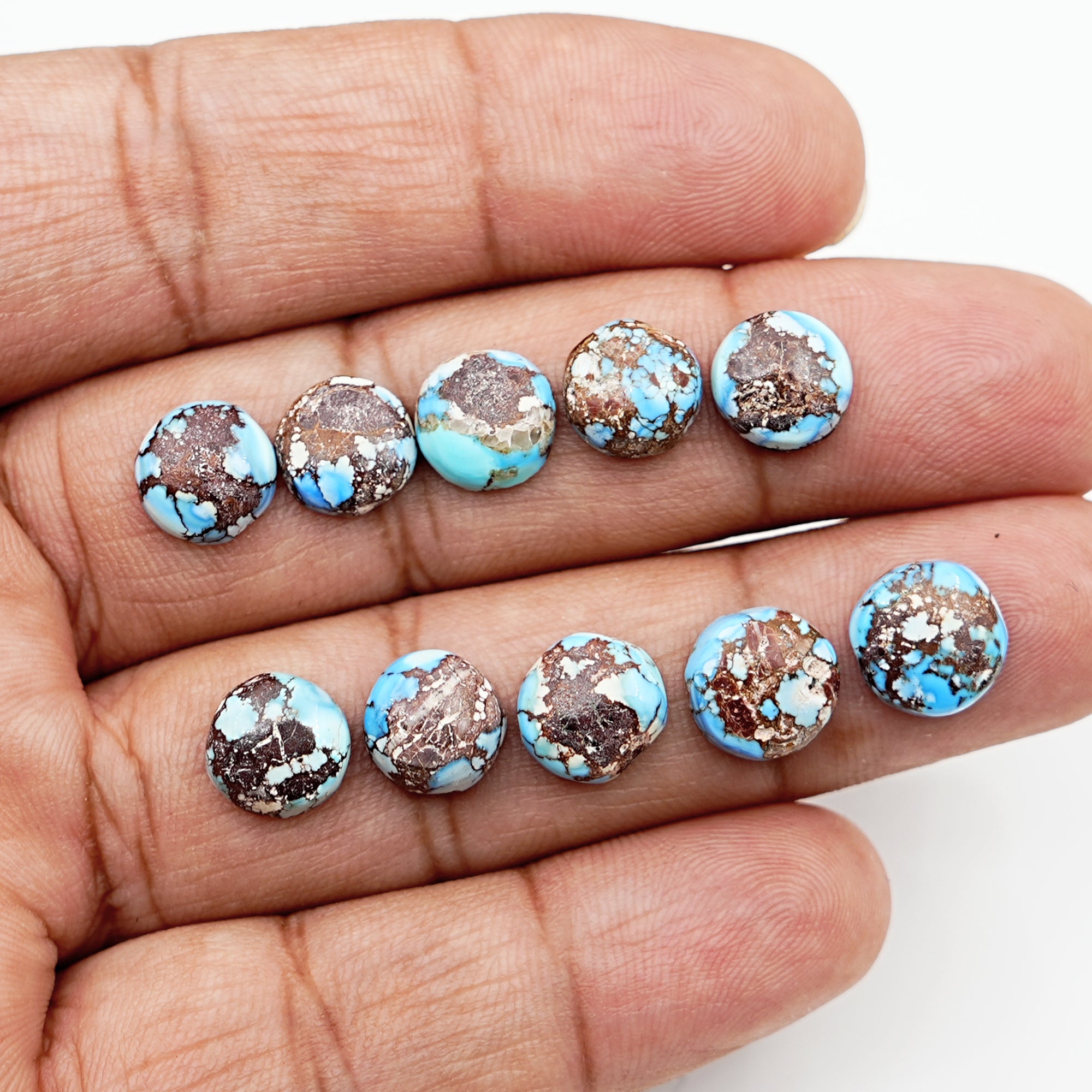 Golden Hill Turquoise Round Cabochons |  Rare Lavender-Blue Turquoise For Jewelry