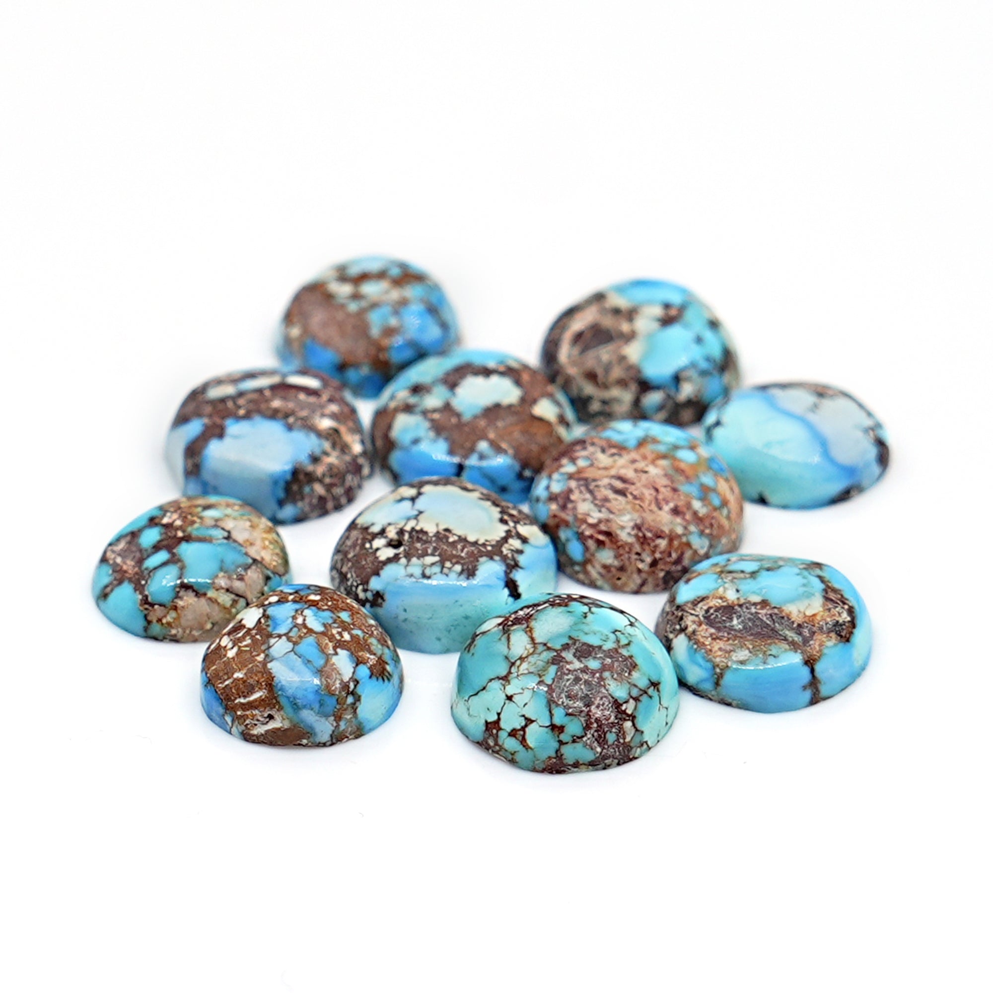 Golden Hill Turquoise Round Cabochons | Rare Pastel Lavender-Blue Turquoise - 11 Pieces