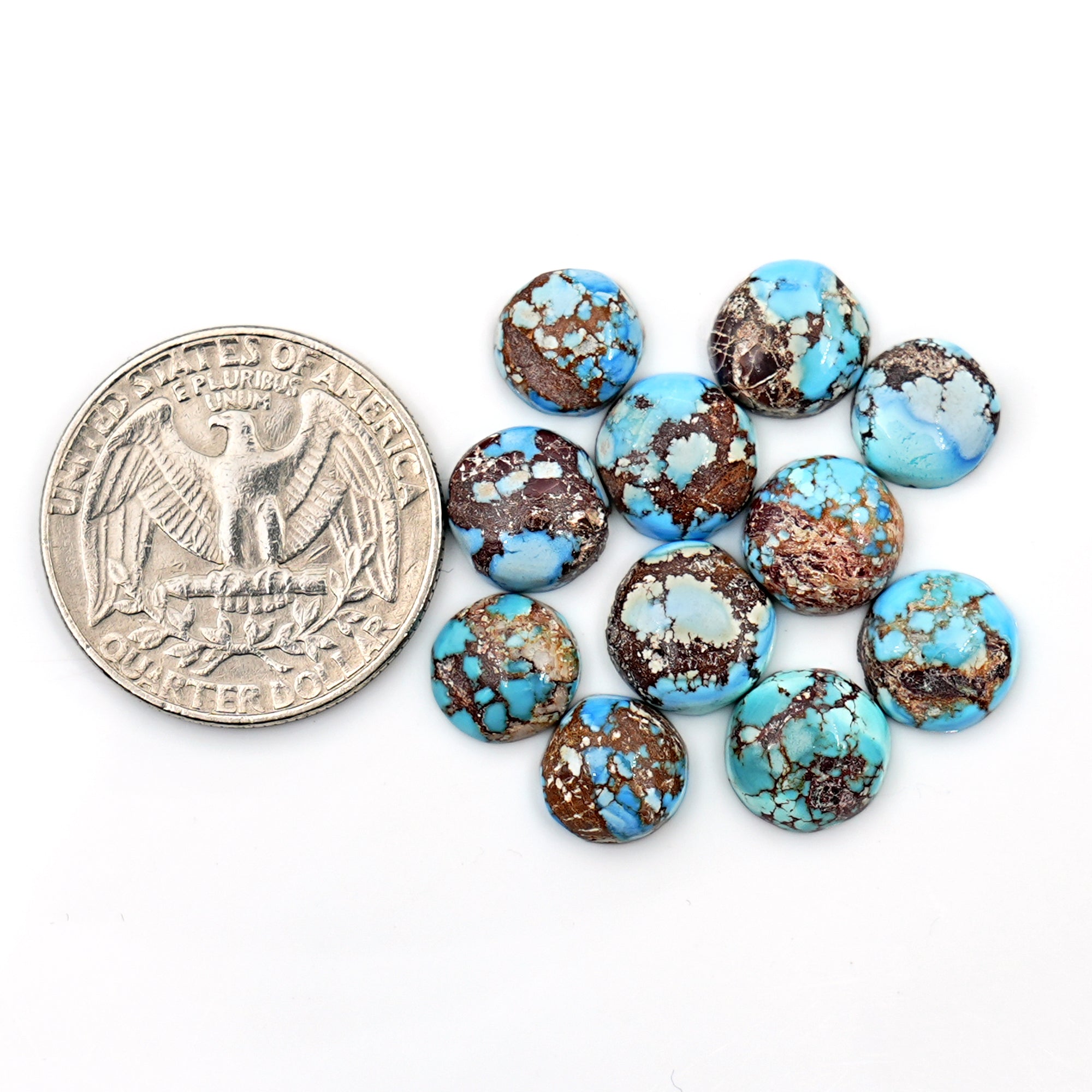 Golden Hill Turquoise Round Cabochons | Rare Pastel Lavender-Blue Turquoise - 11 Pieces