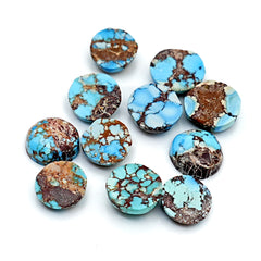 Golden Hill Turquoise Round Cabochons | Rare Pastel Lavender-Blue Turquoise - 11 Pieces