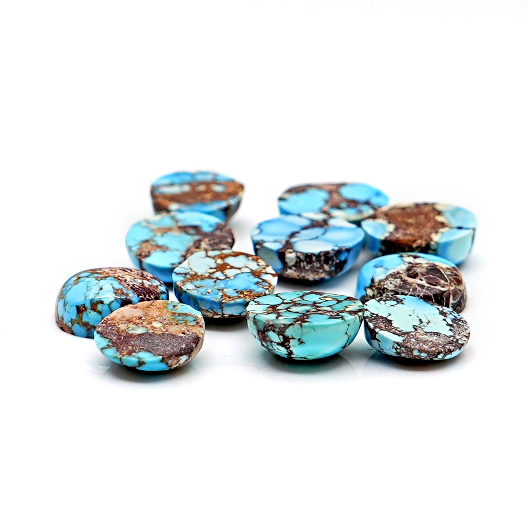 Golden Hill Turquoise Round Cabochons | Rare Pastel Lavender-Blue Turquoise - 11 Pieces