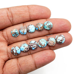 Golden Hill Turquoise Round Cabochons | Rare Pastel Lavender-Blue Turquoise - 11 Pieces