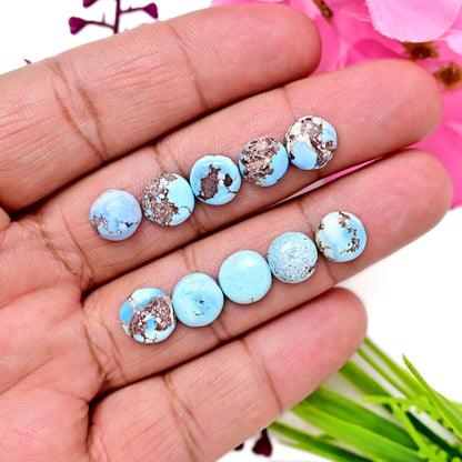 22.20cts Golden Hills Turquoise Cabochons 9x9mm For Jewelry Making Round Shape AA Grade Gemstone Parcel -10 Piece