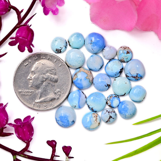 23cts Golden Hills Turquoise Cabochons 5x5mm-9x9mm For Jewelry Making Round Shape AA Grade Gemstone Parcel -20 Piece