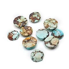 Golden Hill Turquoise Smooth Cabochons | Round Blue Gems For Jewelry - 10 Pieces