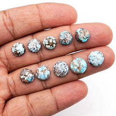 Golden Hill Turquoise Cabochons | Natural Round & Freeform Sky Blue Gems - 10 Pieces