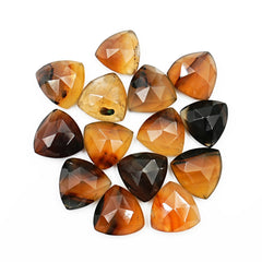 Montana Agate Rosecut Trillion Cabochon | Natural Gemstone for Jewelry Making - 15 Pieces