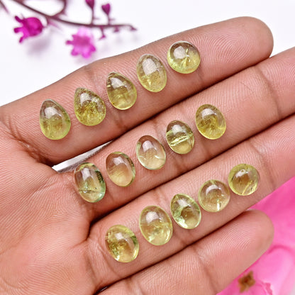 18 Karat Peridot, glatter Cabochon, 5 x 5 mm – 6 x 6 mm, runde Form, Edelsteinklasse AA, Paket – insgesamt 20 Stück