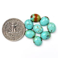 Kingman Turquoise Oval Cabochons | Blue Green Gemstone For Jewelry Making - 8 Pieces