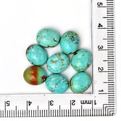 Kingman Turquoise Oval Cabochons | Blue Green Gemstone For Jewelry Making - 8 Pieces