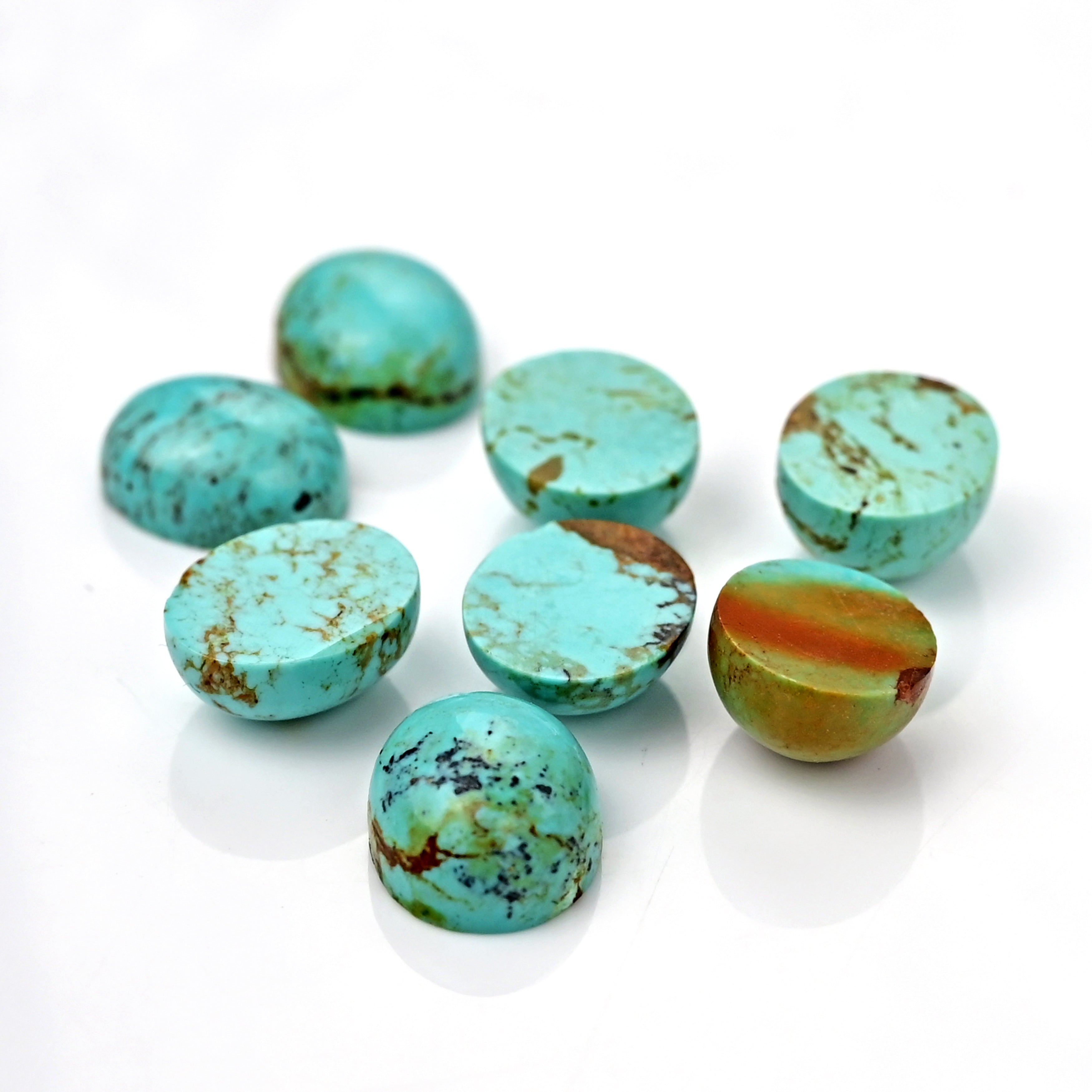 Kingman Turquoise Oval Cabochons | Blue Green Gemstone For Jewelry Making - 8 Pieces