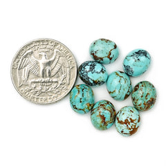 Kingman Turquoise Oval Cabochons | Blue Gemstone For Jewelry Making - 8 Pieces
