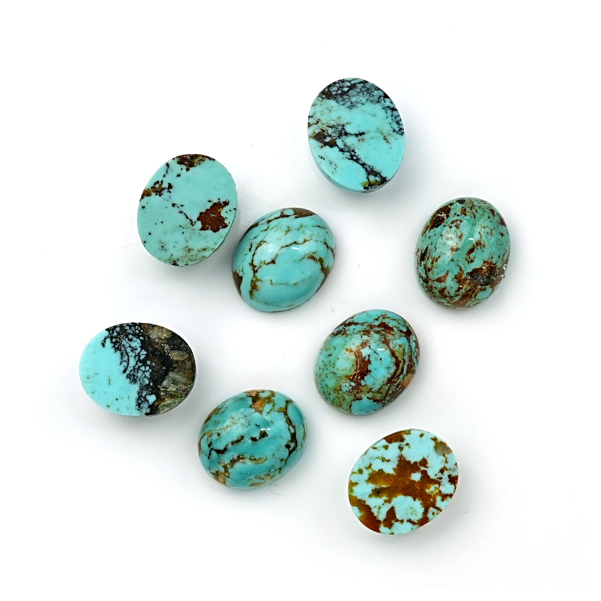 Kingman Turquoise Oval Cabochons | Blue Gemstone For Jewelry Making - 8 Pieces