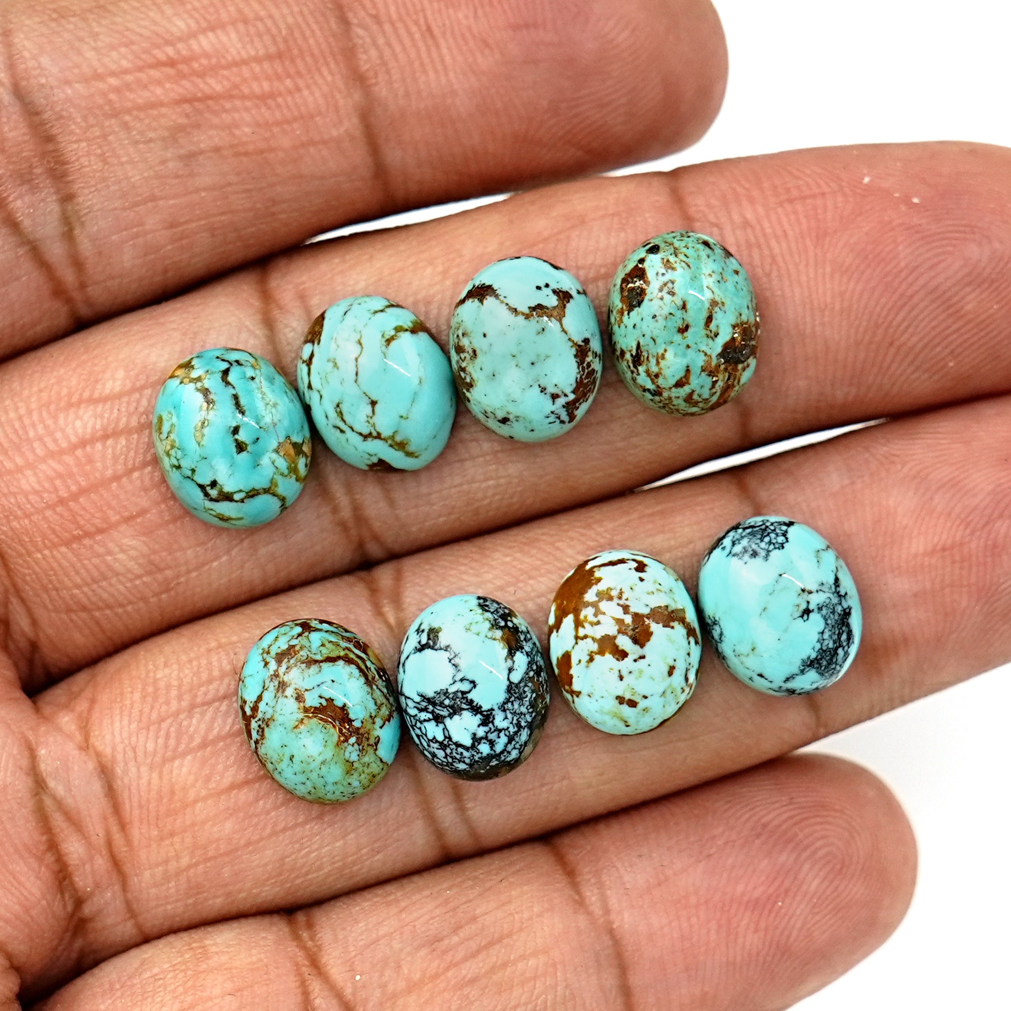 Kingman Turquoise Oval Cabochons | Blue Gemstone For Jewelry Making - 8 Pieces